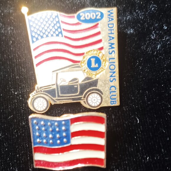 Vintage Patriotic Enamel Lapel Pins Lot Amer. Flag, POW,  Statue of Liberty 1886 - Picture 3 of 5